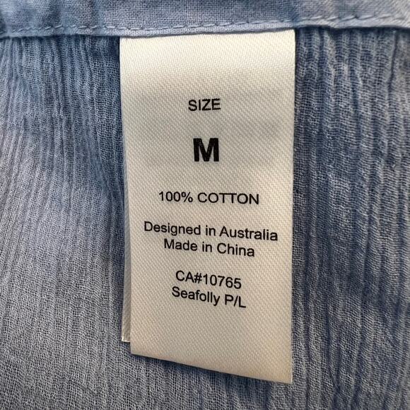 Seafolly Australia Sky Blue Crepe Swim Coverup Tassel Tie Embroidery Hem Size M - Picture 9 of 11